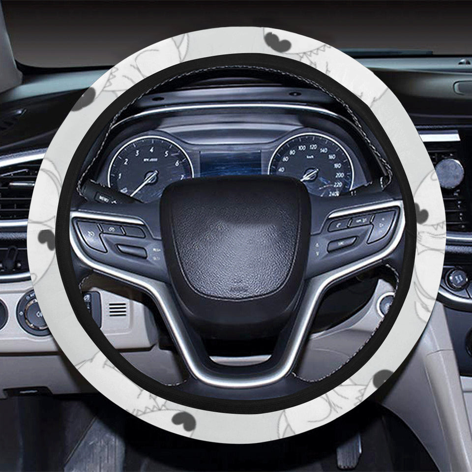 Bull Terrier Pattern Print Design 01 Car Steering Wheel Cover