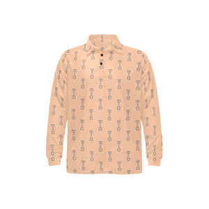 Engine Piston Cream Background Pattern Design 04 Men's Long Sleeve Polo Shirt