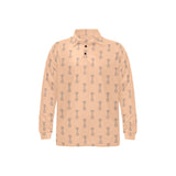 Engine Piston Cream Background Pattern Design 04 Men's Long Sleeve Polo Shirt