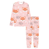 Cute fox pattern pink background Women's All Over Print Pajama Set
