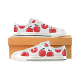red apples white background Women's Low Top Canvas Shoes White