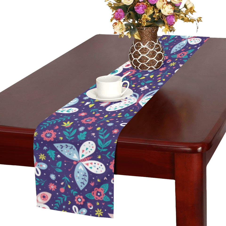 Colorful butterfly flower pattern.eps Table Runner