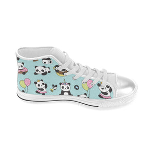 Cute baby panda pattern Women's High Top Canvas Shoes White