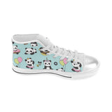 Cute baby panda pattern Women's High Top Canvas Shoes White