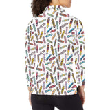 Skate Board Pattern Print Design 05 Women's Long Sleeve Polo Shirt