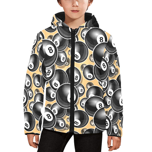 Billiard Ball Pattern Print Design 04 Kids' Boys' Girls' Padded Hooded Jacket