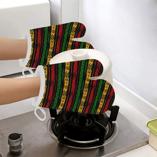 Canabis Marijuana Weed Pattern Print Design 04 Heat Resistant Oven Mitts
