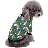 Parrot Palm tree leaves flower hibiscus pattern All Over Print Pet Dog Round Neck Fuzzy Shirt