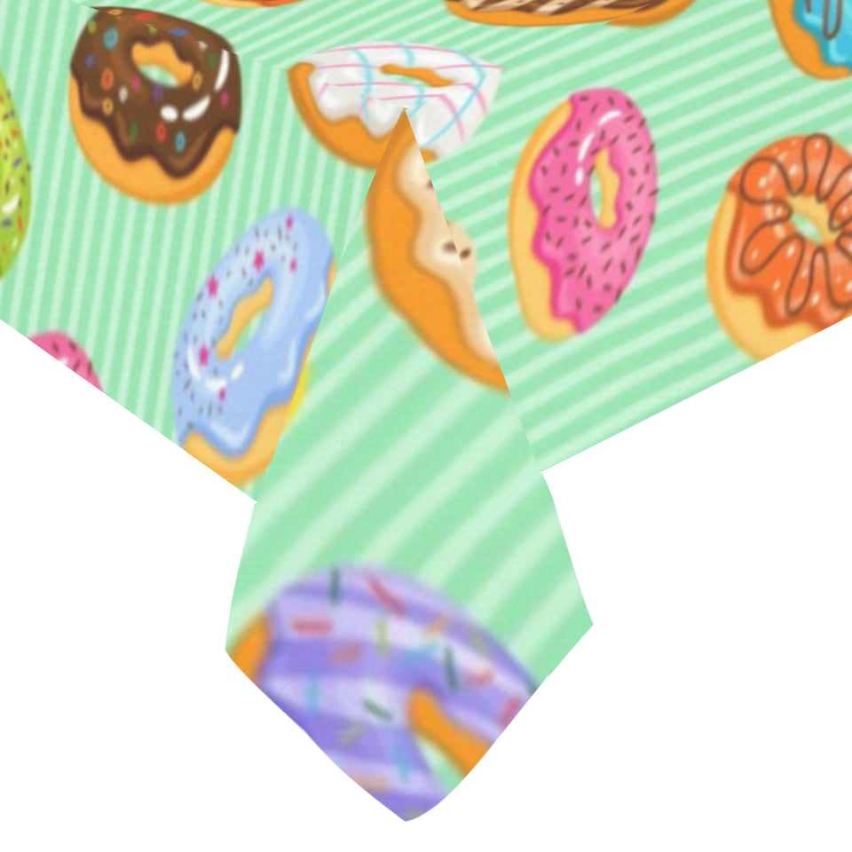 Colorful donut pattern green background Tablecloth