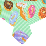 Colorful donut pattern green background Tablecloth