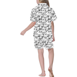 Greyhound Pattern Print Design 01 Kids' Boys' Girls' V-Neck Short Pajama Set