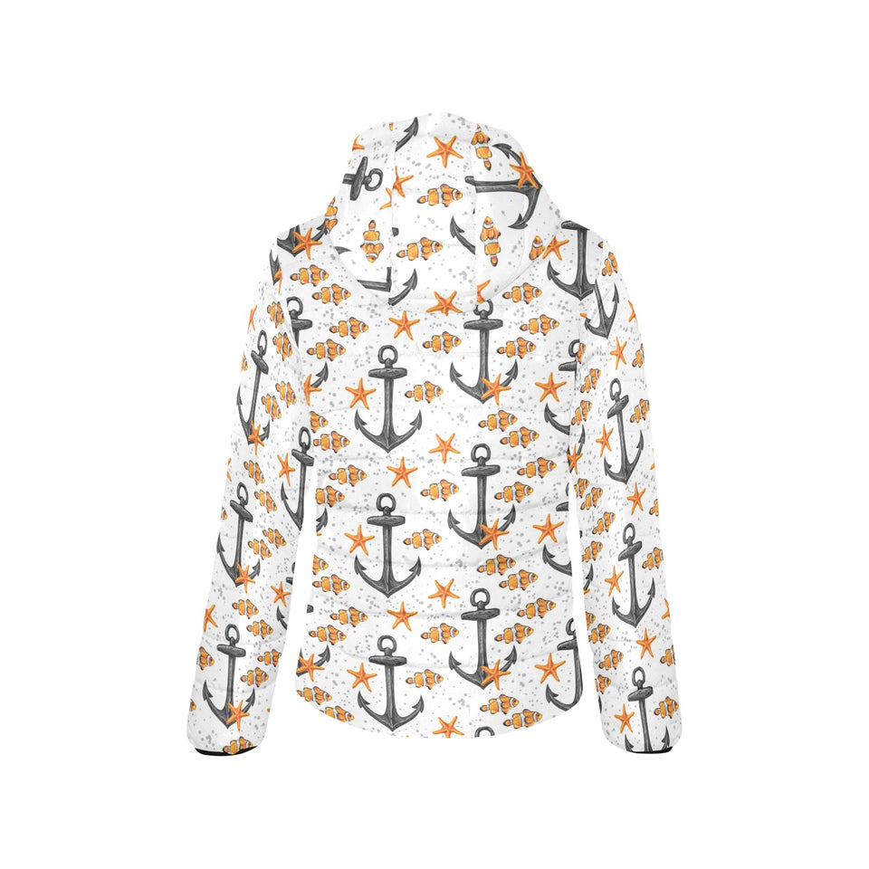 Clown Fish Pattern Print Design 02 Women's Padded Hooded Jacket