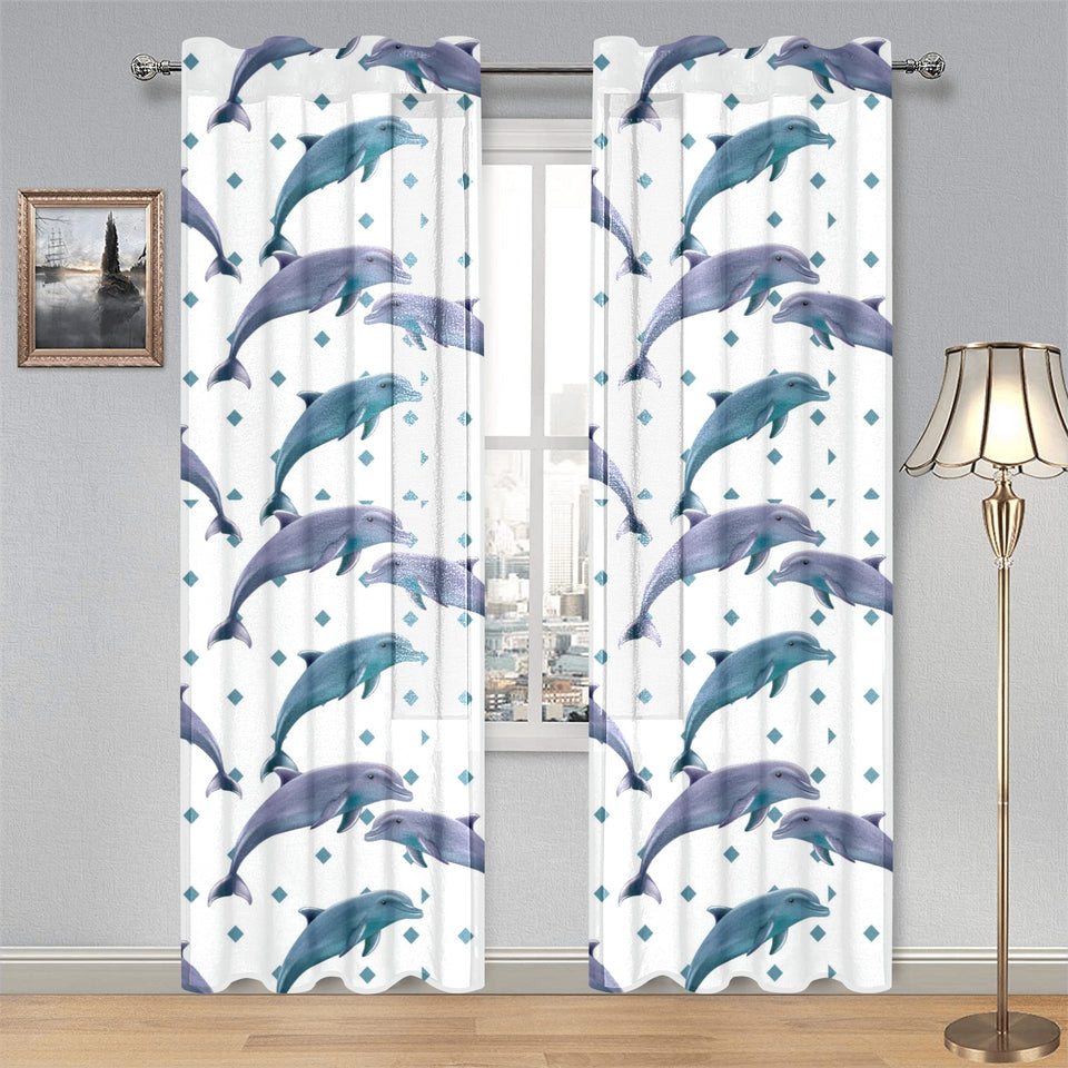 Dolphins pattern dotted background Gauze Curtain