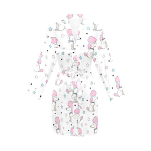 Cute poodle dog star pattern Women's Long Sleeve Belted Night Robe