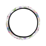 Beautiful pink lotus waterlily leaves pattern Car Steering Wheel Cover