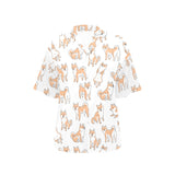shiba inu dog pattern Women's All Over Print Hawaiian Shirt