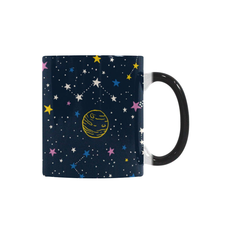 space pattern with planets, comets, constellations Morphing Mug Heat Changing Mug