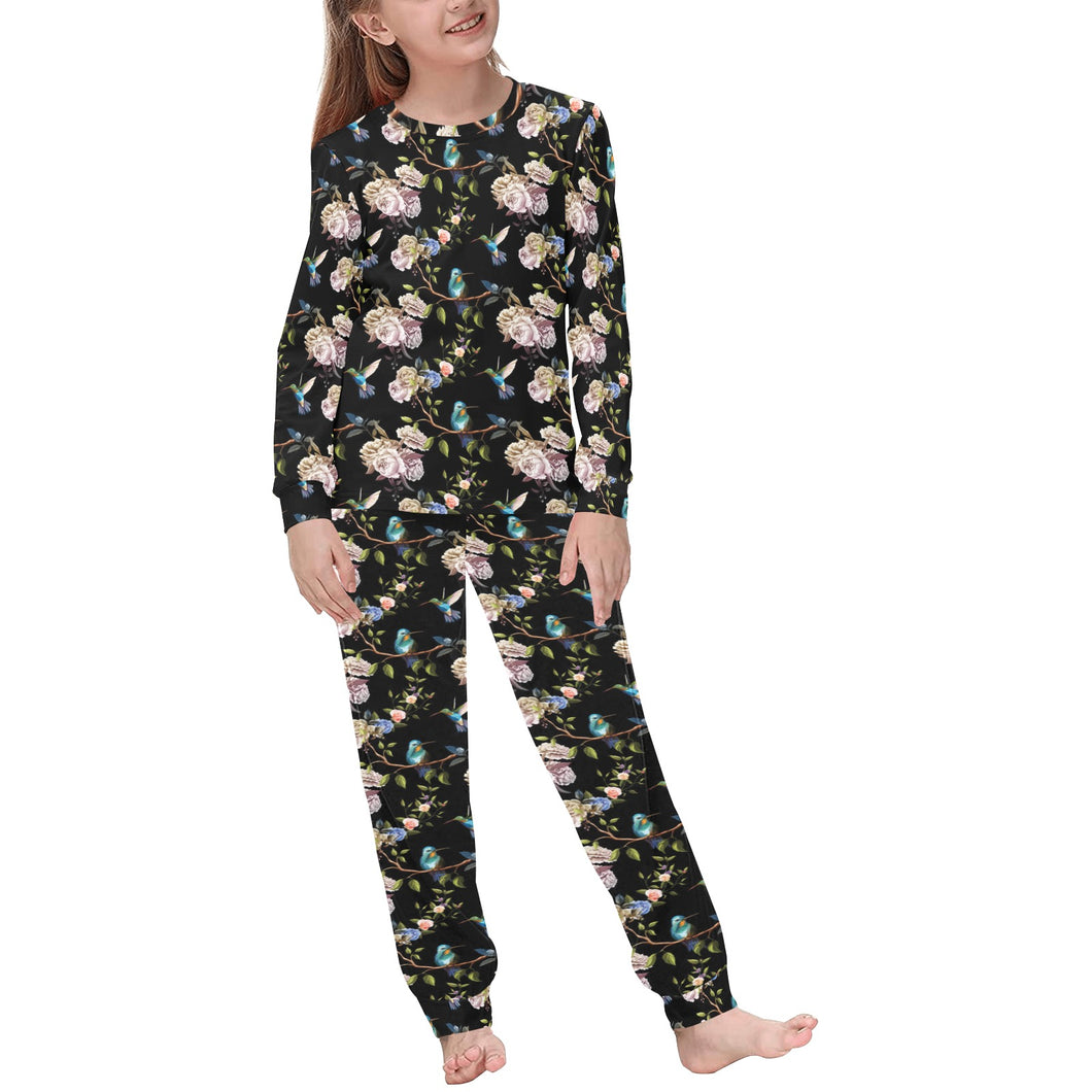 Hummingbird Pattern Print Design 03 Kids' Boys' Girls' All Over Print Pajama Set