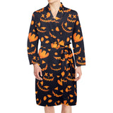 Halloween pattern Pumpkin background Men's Long Sleeve Belted Night Robe