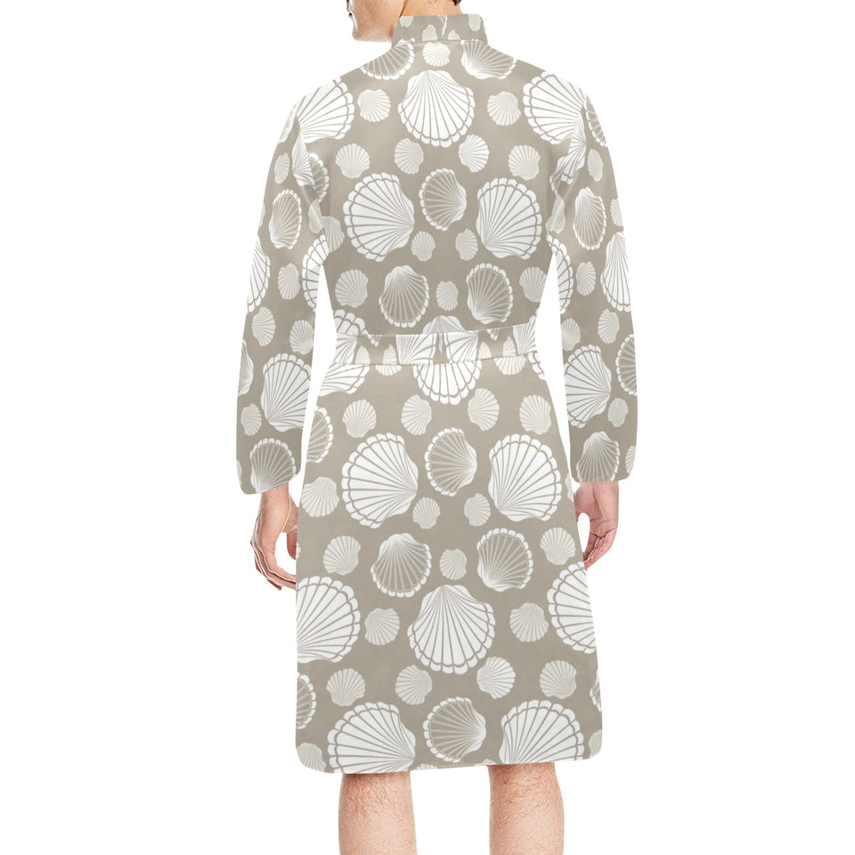 Scallop shell pattern Men's Long Sleeve Belted Night Robe