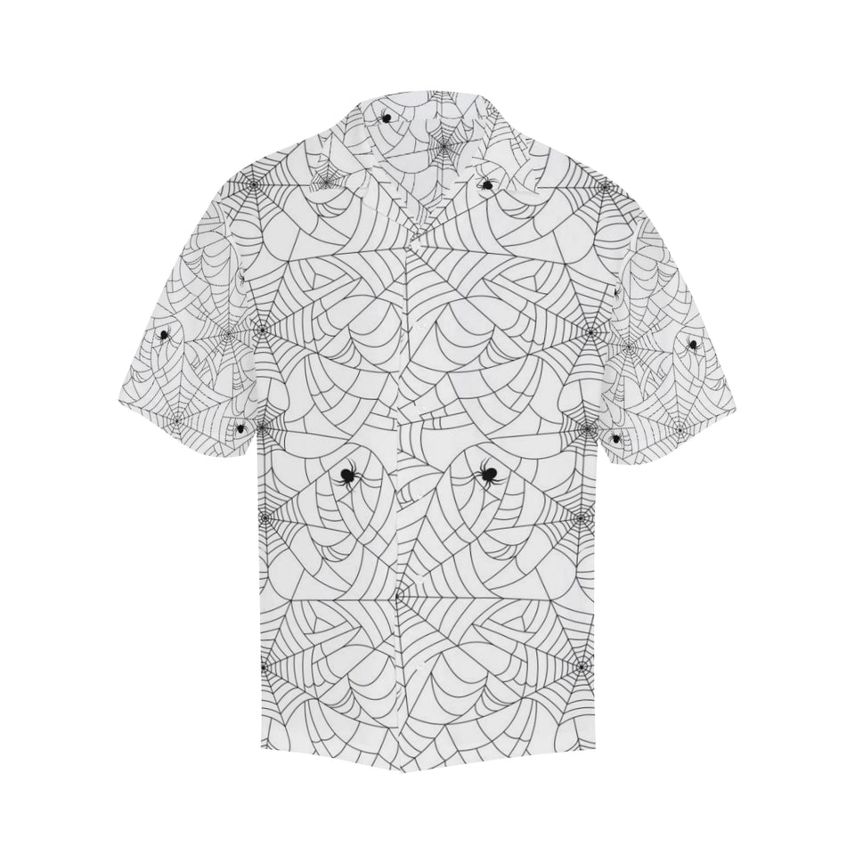 Spider web cobweb pattern white background Men's All Over Print Hawaiian Shirt