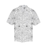 Spider web cobweb pattern white background Men's All Over Print Hawaiian Shirt