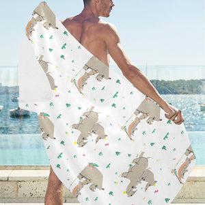 Cute Rhino pattern background Beach Towel