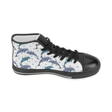 Dolphins pattern dotted background Women's High Top Canvas Shoes Black
