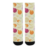 Onion garlic white red pattern Crew Socks