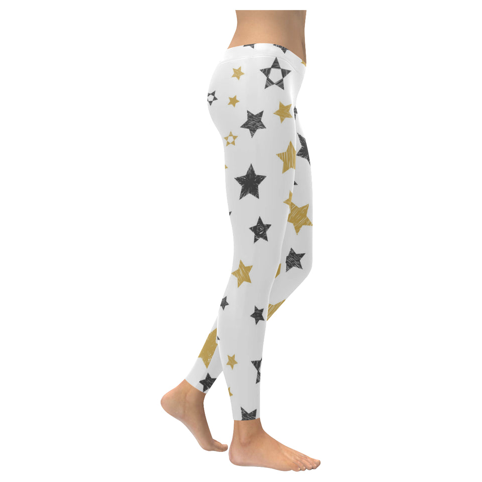hand drawn gold black star pattern Women's Legging Fulfilled In US