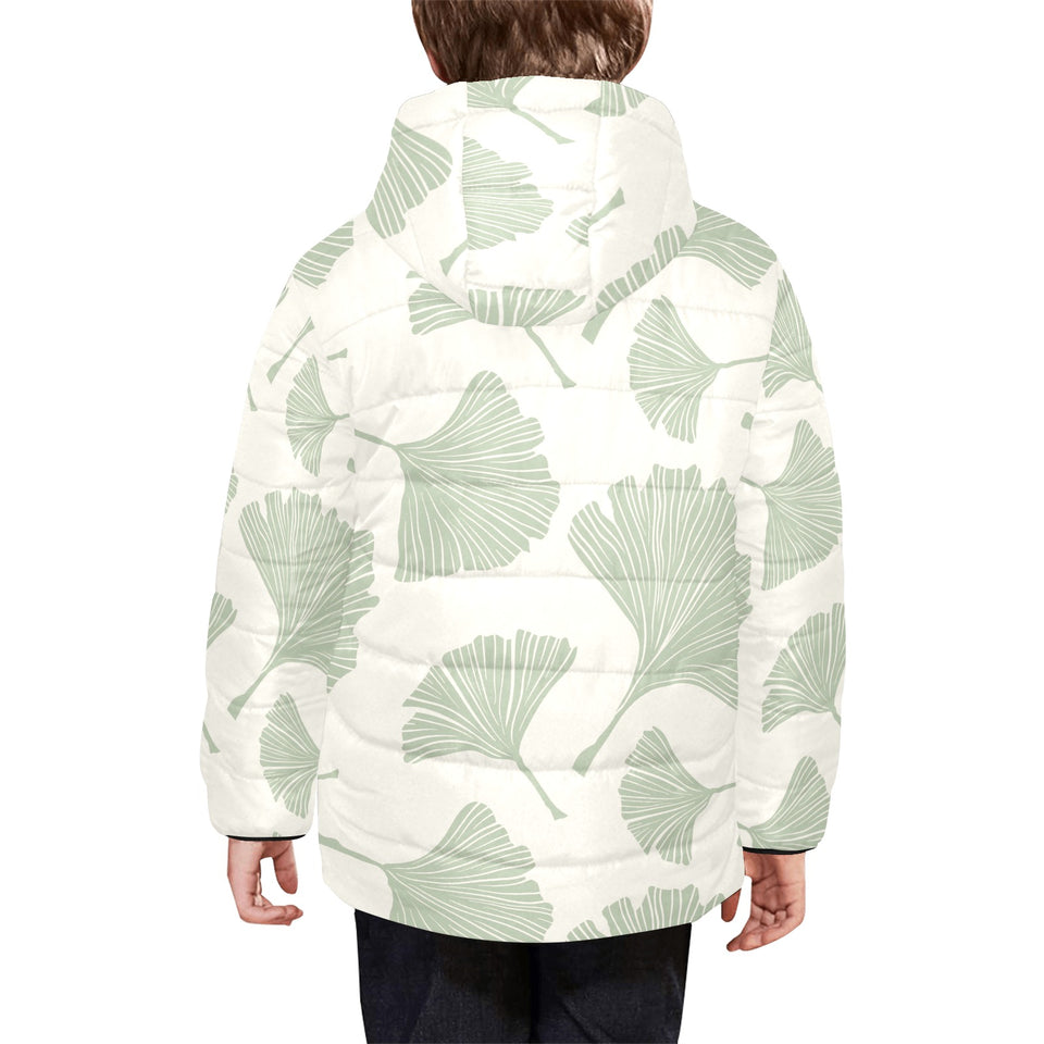 Ginkgo leaves pattern Kids' Boys' Girls' Padded Hooded Jacket