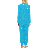 Airplane destinations blue background Women's All Over Print Pajama Set