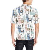 lama Alpaca cactus hand drawn pattern Men's All Over Print Polo Shirt