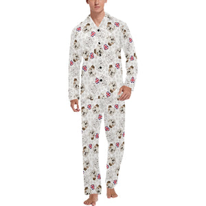 English Bulldog Pattern Print Design 01 Men's Long Pajama Set