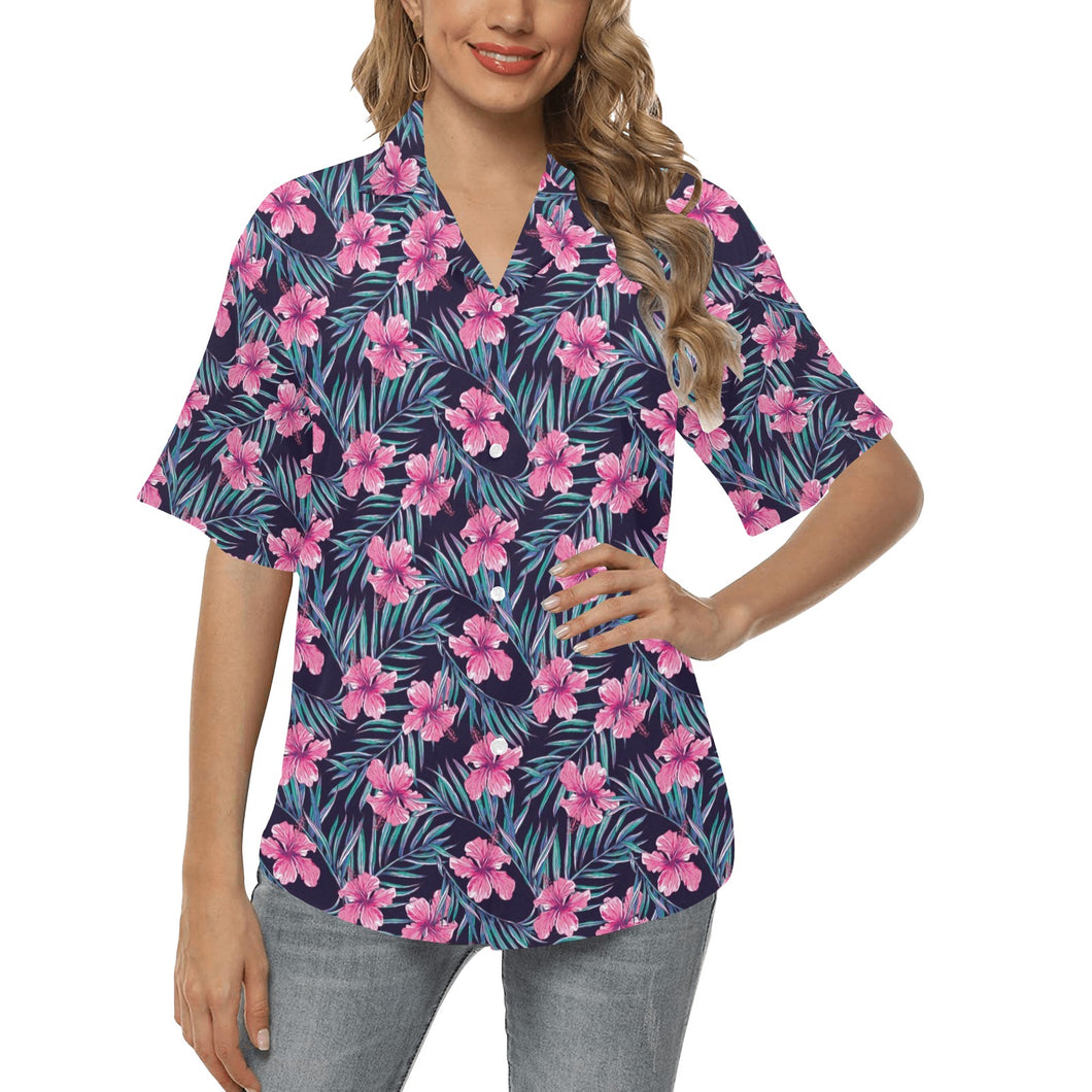 Hibiscus Pattern Print Design 05 Women's All Over Print Hawaiian Shirt