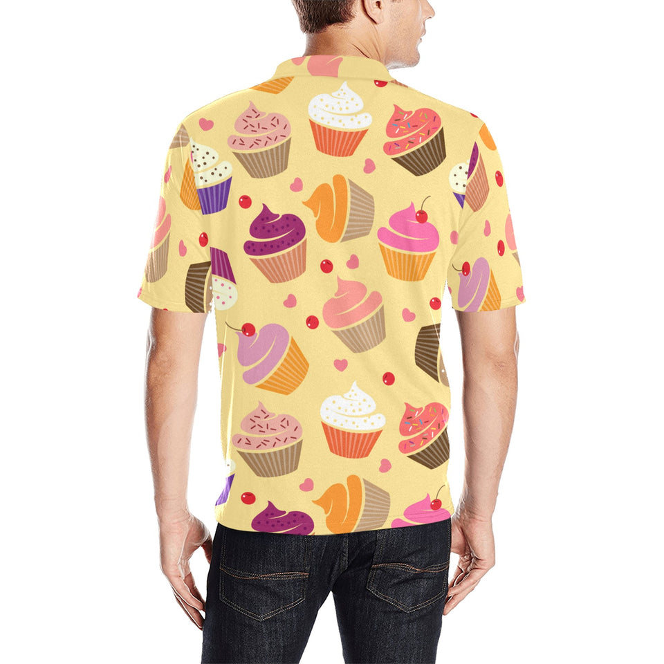 cake cupcake heart cherry pattern Men's All Over Print Polo Shirt