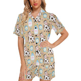 Cow bottle of milk pattern Women's V-Neck Short Pajama Set
