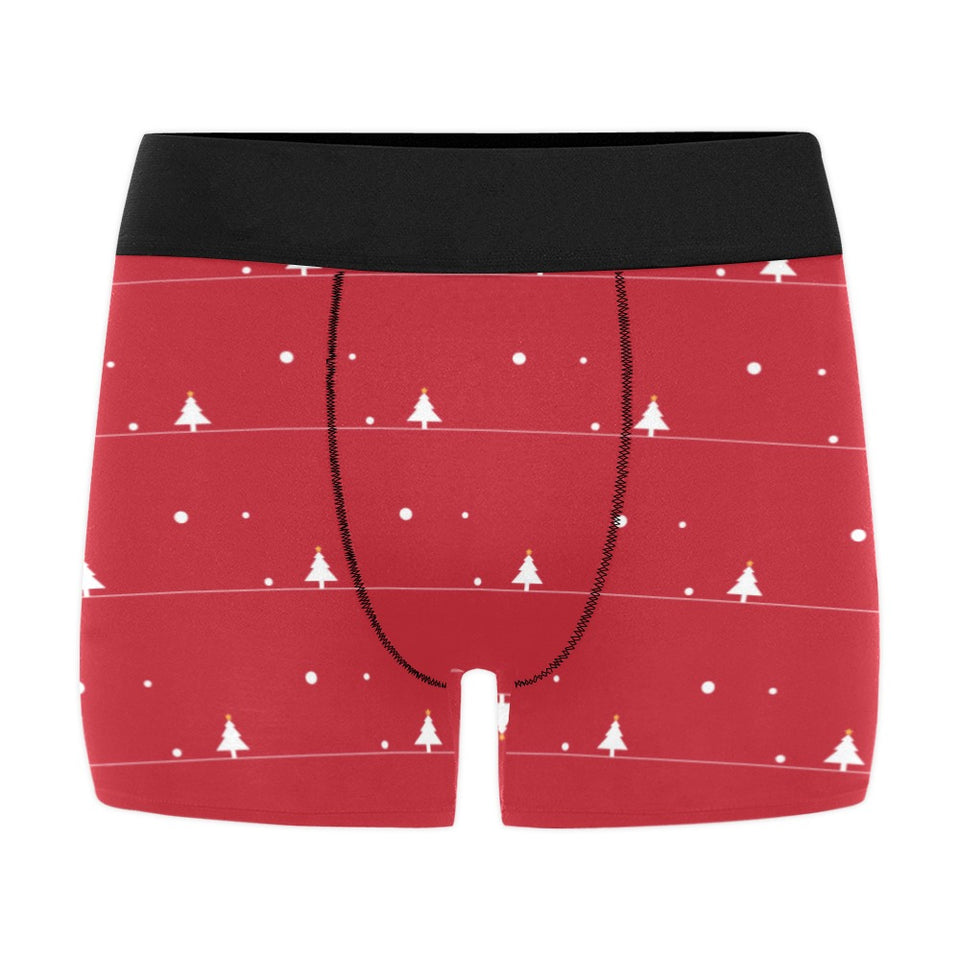 Christmas tree star snow red background Men's All Over Print Boxer Briefs Men's Underwear