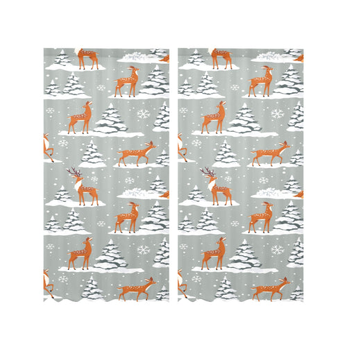 Beautiful deers Winter Christmas Gauze Curtain