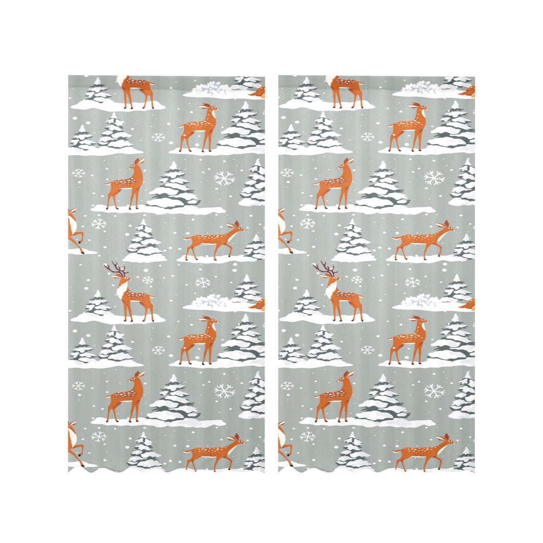 Beautiful deers Winter Christmas Gauze Curtain