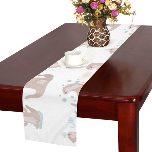 Cute sea otters pattern Table Runner