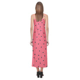 watermelon texture background V-Neck Open Fork Long Dress