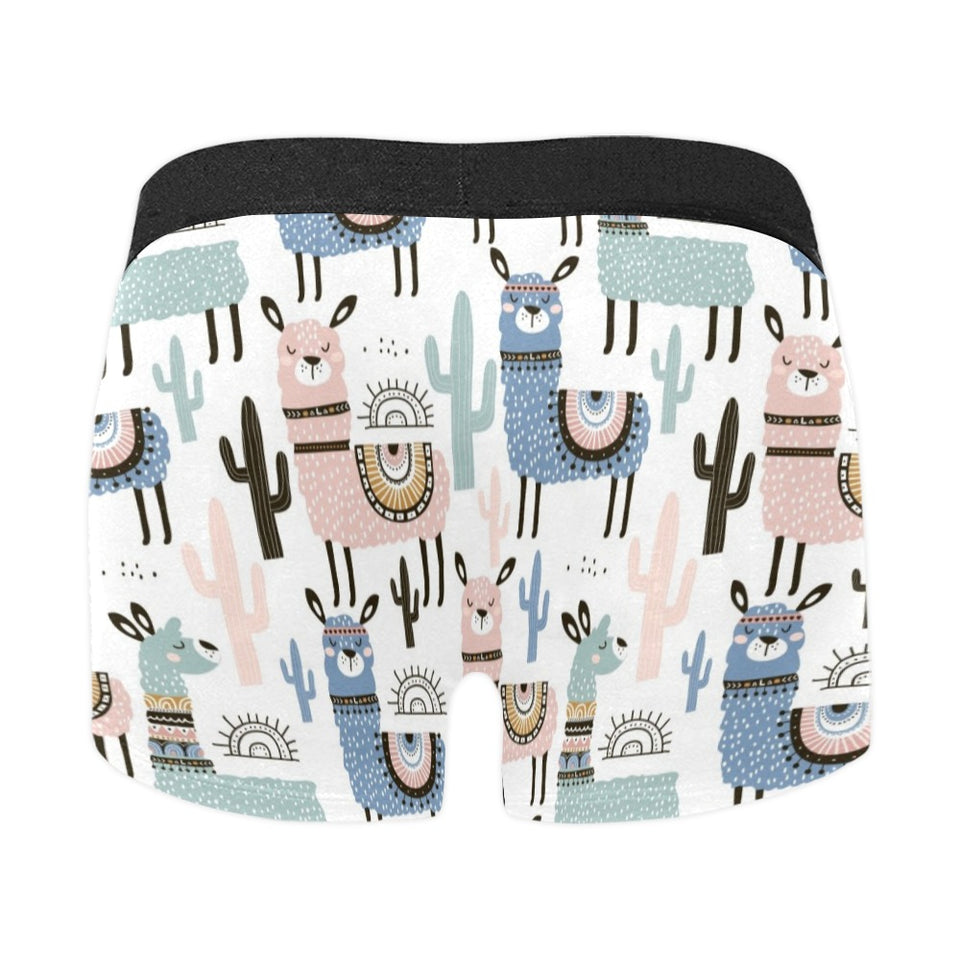 lama Alpaca cactus hand drawn pattern Men's All Over Print Boxer Briefs Men's Underwear