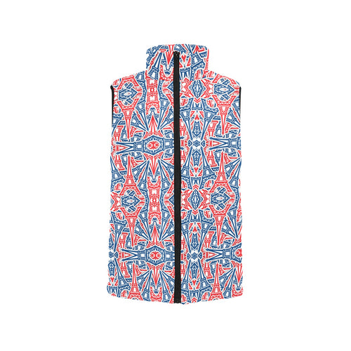 Blue Red Eiffel Tower Pattern Print Design 02 Men's Padded Vest