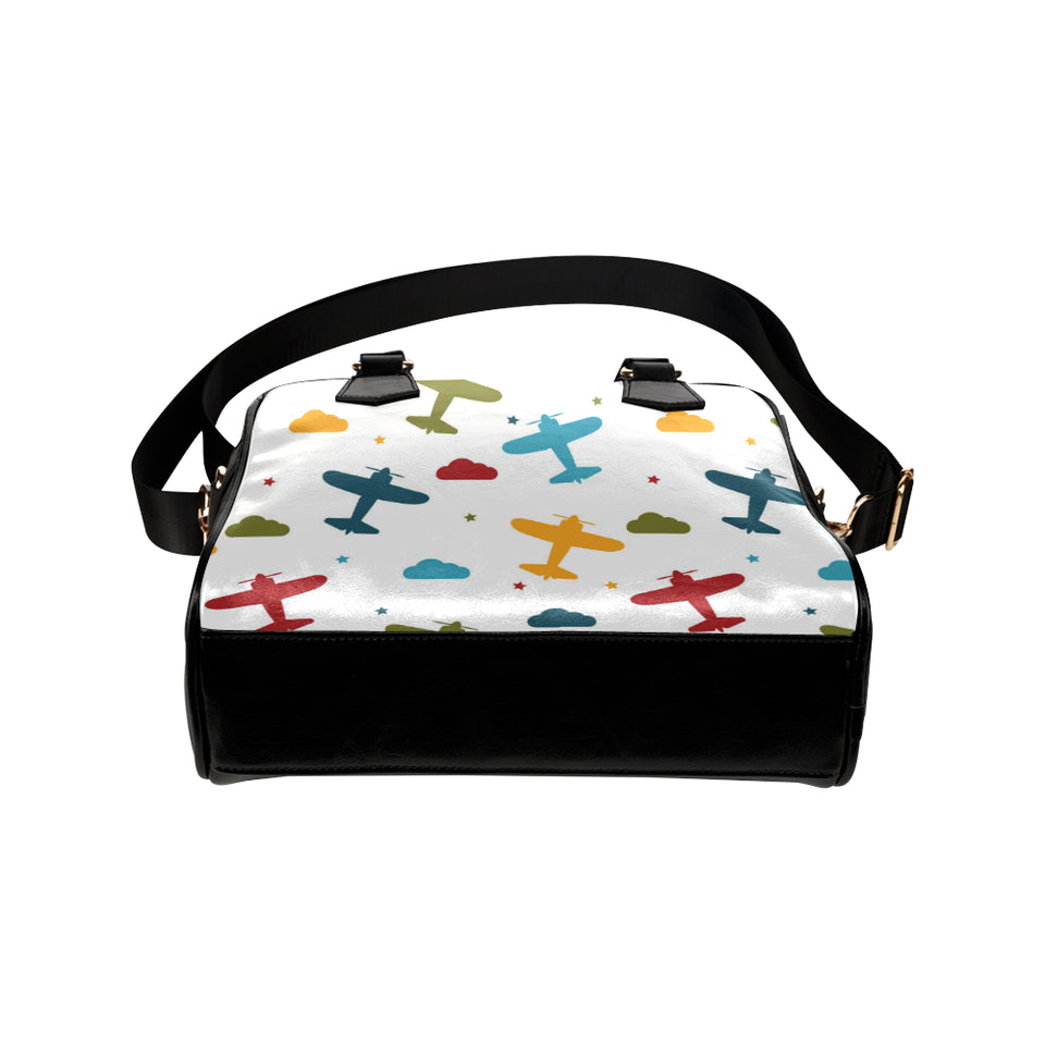 Airplane star cloud colorful Shoulder Handbag