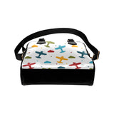 Airplane star cloud colorful Shoulder Handbag