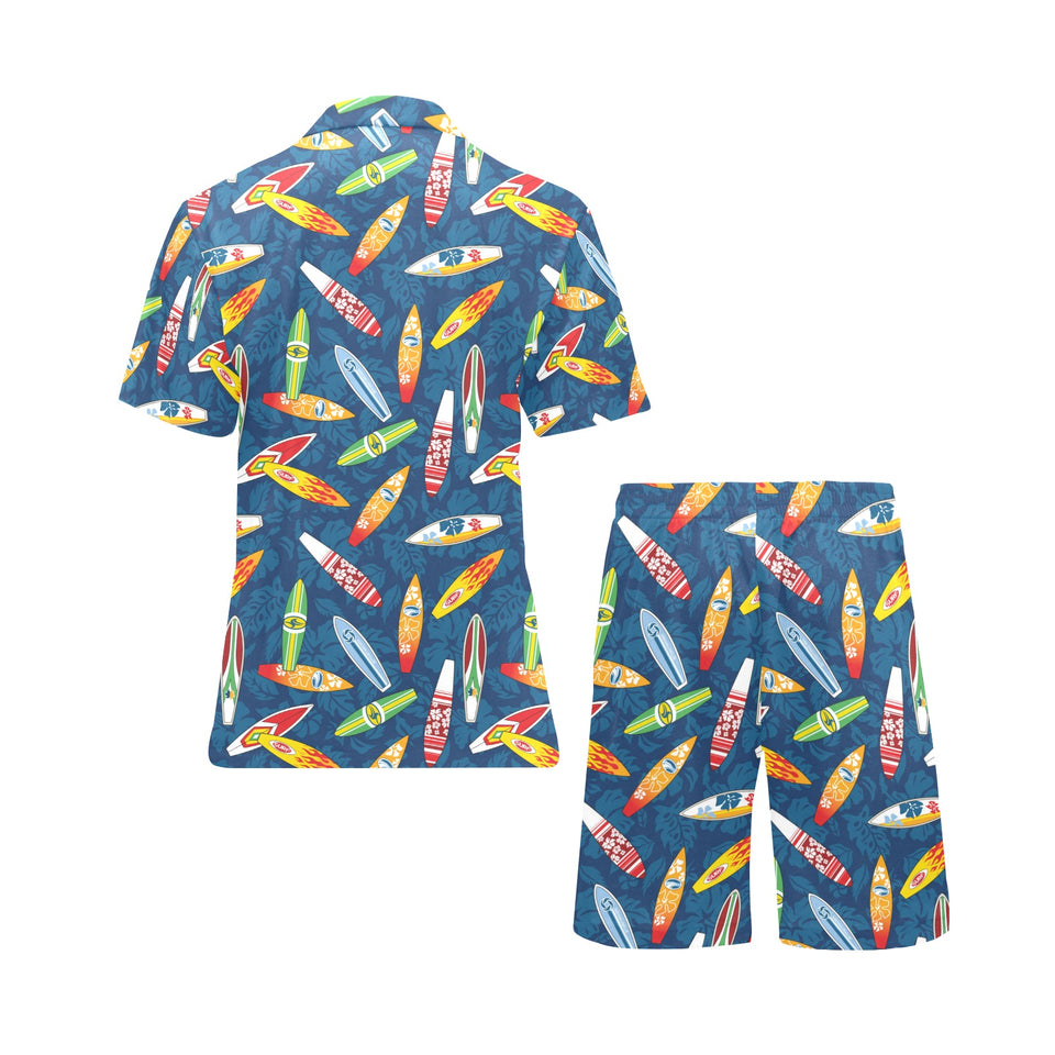 Surfboard Pattern Print Design 01 Men's V-Neck Short Pajama Set