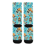 Cute sea otters fishe sea urchin pattern Crew Socks