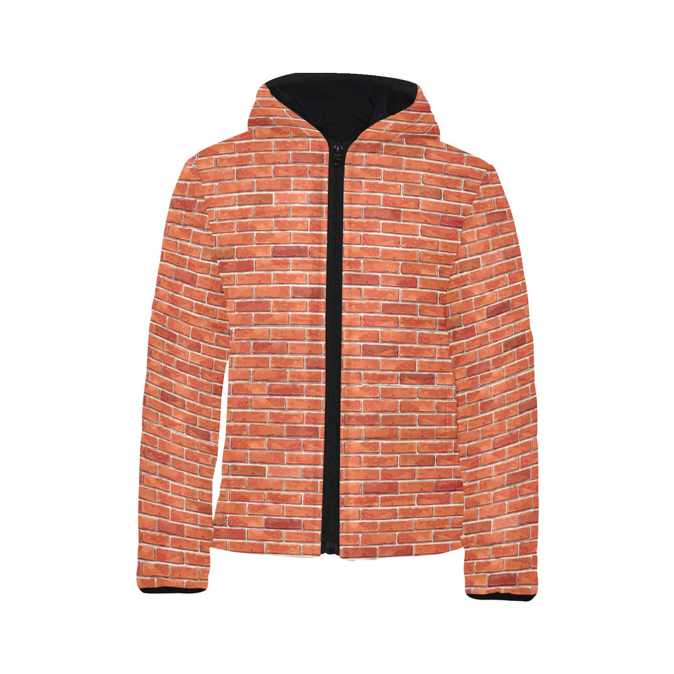 Brick Printed Pattern Print Design 03 Kids' Boys' Girls' Padded Hooded Jacket