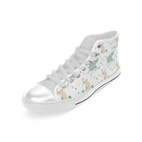 Cute Rhino pattern Men's High Top Canvas Shoes White